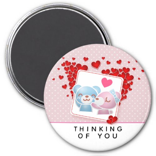 Kissing bears with Red Love Hearts All Around Magnet