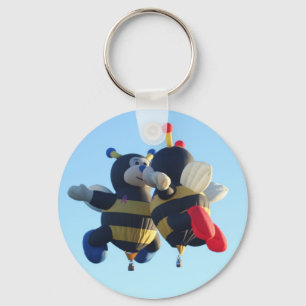 Kissing Bees Hot Air Balloon Keychain