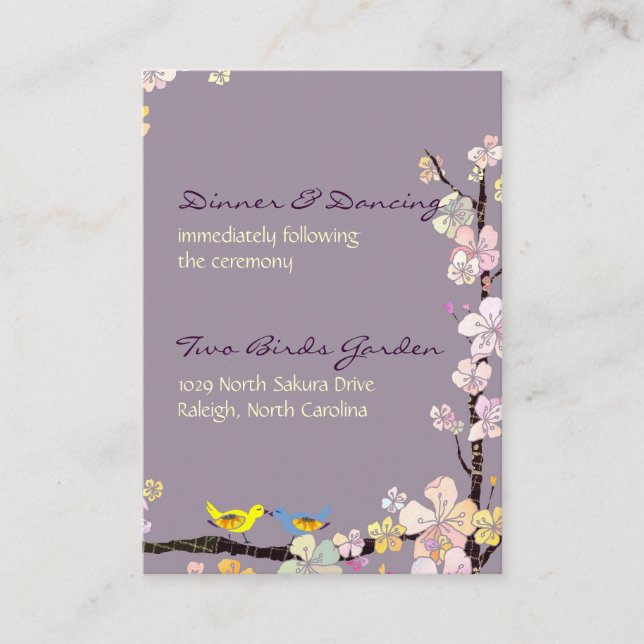 Kissing Birds Wedding Reception Enclosure Card (Front)
