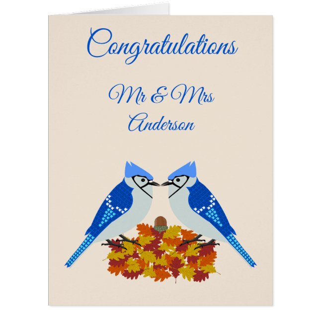 Kissing Blue Jays Fall Wedding Custom (Front)