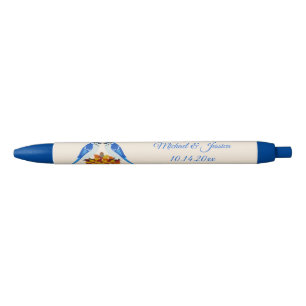 Kissing Blue Jays Fall Wedding Custom Pen