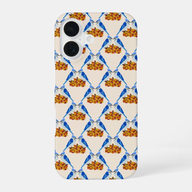 Kissing Blue Jays Fall Wedding Patterned Iphone Case (Back)