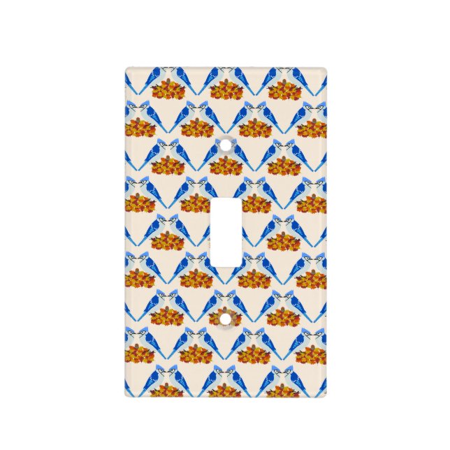 Kissing Blue Jays Fall Wedding Patterned Light Switch Cover (Front)