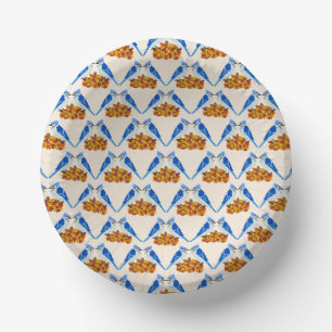Kissing Blue Jays Fall Wedding Patterned Paper Bowls