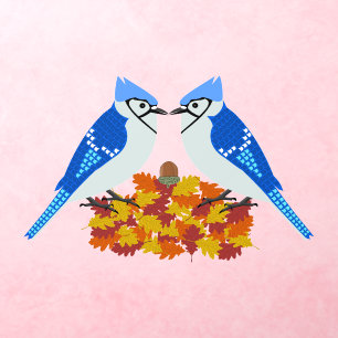 Kissing Blue Jays Fall Wedding Wall Decal