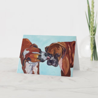 Kissing Boxer Dogs Fine Art Greeting Card