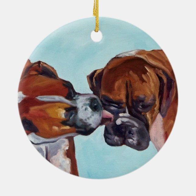Kissing Boxers Round Ornament (Back)