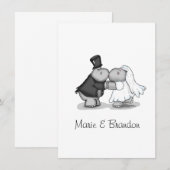 Kissing Bride & Groom Hippos Personalize (Front/Back)