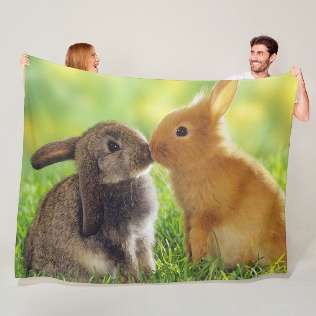KISSING BUNNIES FLEECE BLANKET (In Situ)