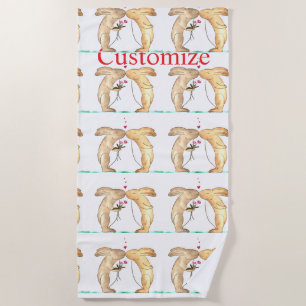 Kissing Bunny Couple Thunder_Cove Beach Towel