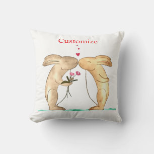 Kissing Bunny Couple Thunder_Cove Throw Pillow