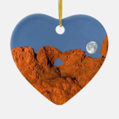 Kissing Camels Rock Formation with Full Moon Ceramic Ornament