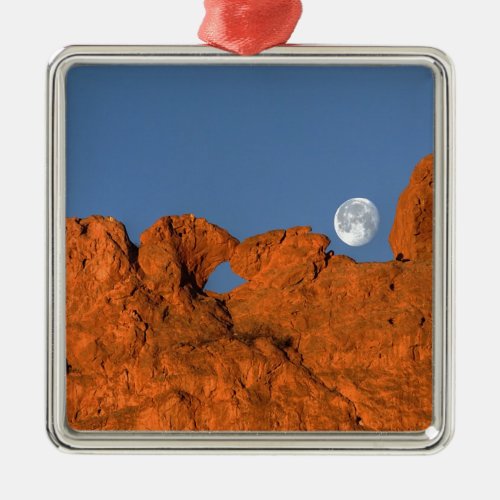 Kissing Camels Rock Formation with Full Moon Metal Ornament