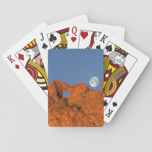 Kissing Camels Rock Formation with Full Moon Playing Cards