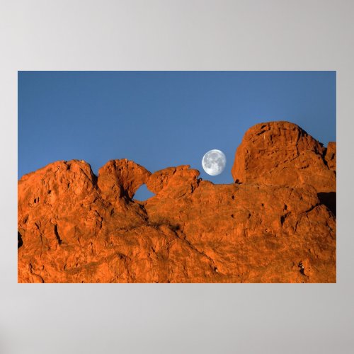 Kissing Camels Rock Formation with Full Moon Poster