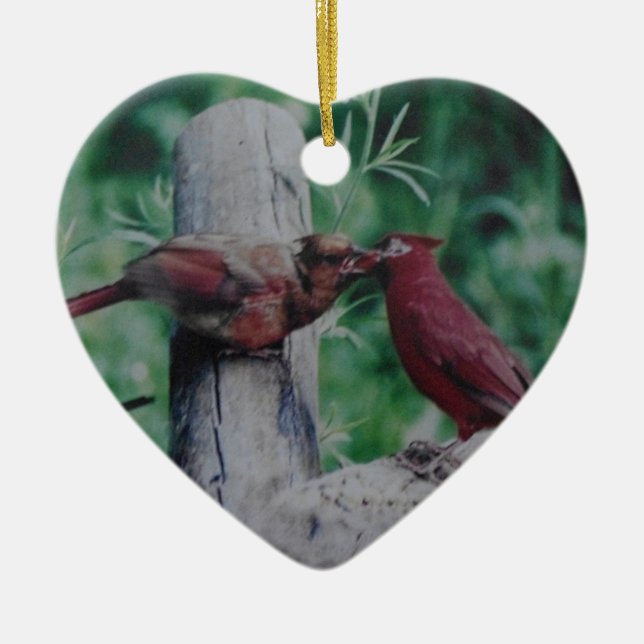Kissing Cardinals Ceramic Ornament (Front)