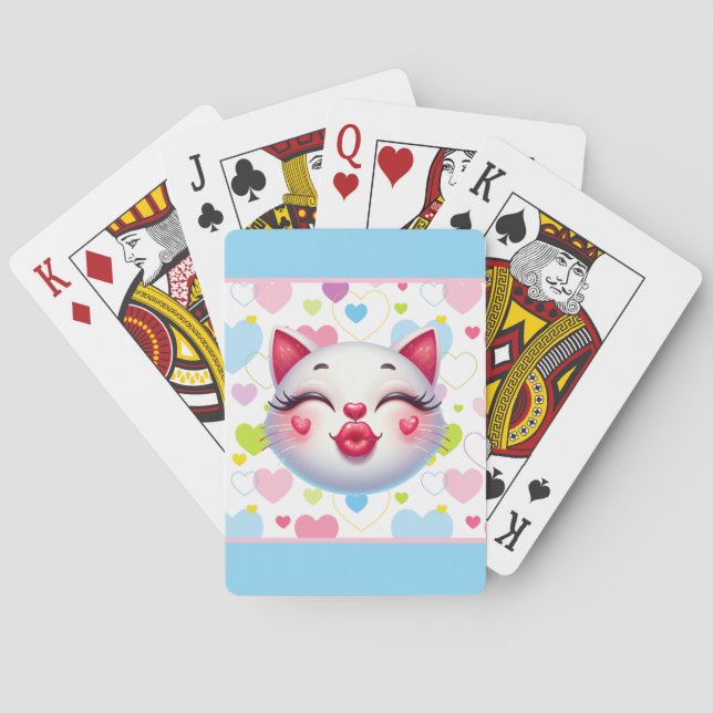 Kissing Cat Face Poker Cards (Back)