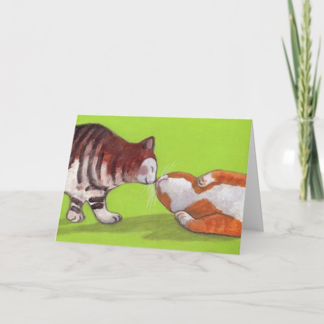 Kissing Cat Greeting Card (Front)