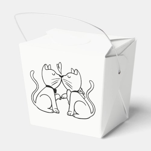 Kissing Cats Wedding Bridal Shower Black White Favor Boxes