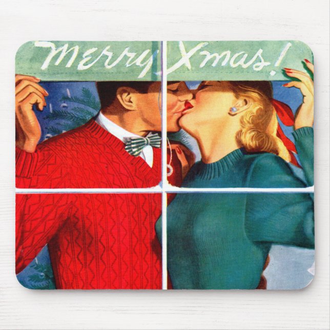 Kissing Christmas Mouse Pad (Front)