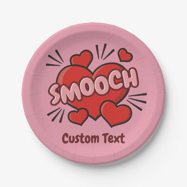 Kissing Comic Sound Effect Paper Plates (Front)