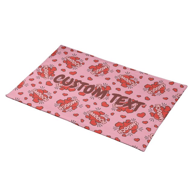 Kissing Comic Sound Effect Pattern Cloth Placemat (On Table)