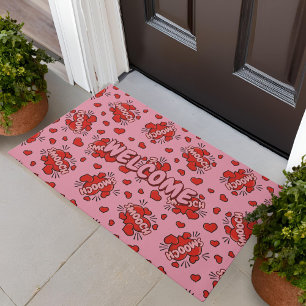 Kissing Comic Sound Effect Pattern Doormat