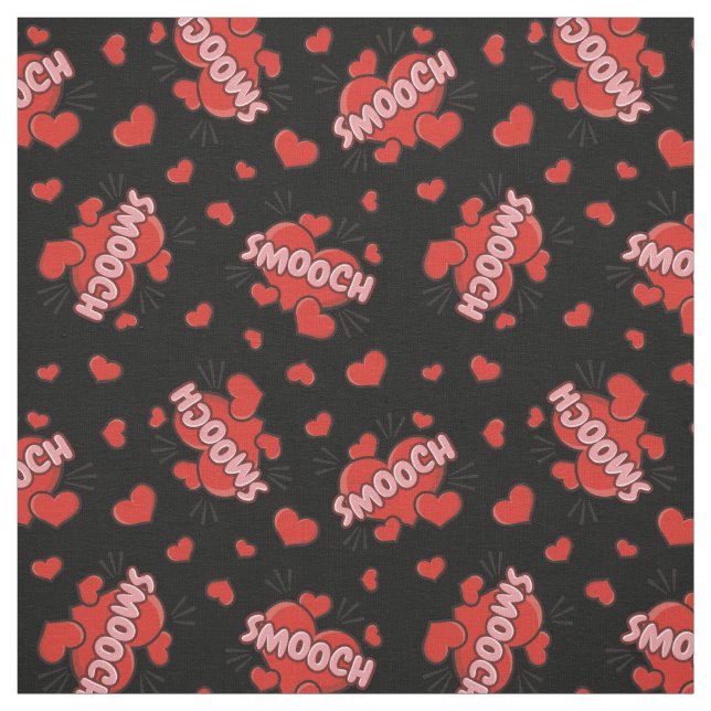 Kissing Comic Sound Effect Pattern Fabric (Swatch)