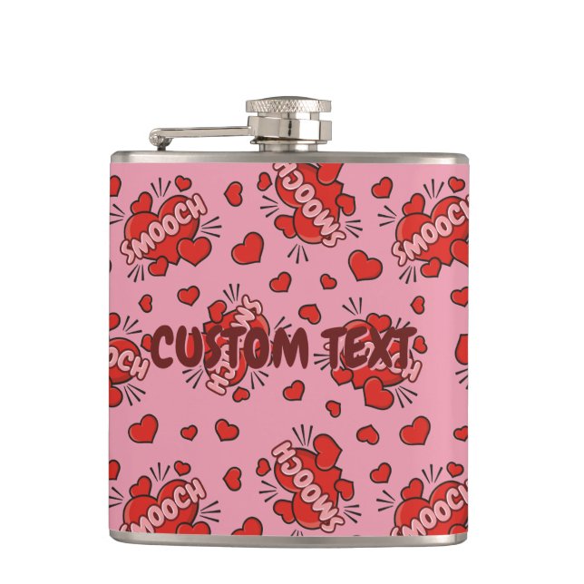 Kissing Comic Sound Effect Pattern Flask (Front)