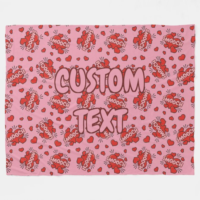 Kissing Comic Sound Effect Pattern Fleece Blanket (Front (Horizontal))