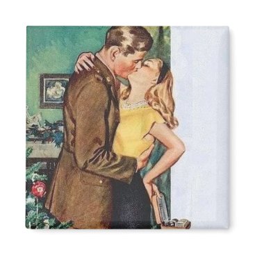 Kissing Couple Christmas Vintage Magnet Kissing Couple Christmas Vintage Magnet