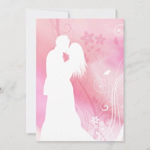 Kissing Couple Elegant White Pink Valentines day  Holiday Card