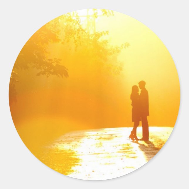 Kissing Couple in the Sunlight Classic Round Sticker (Front)