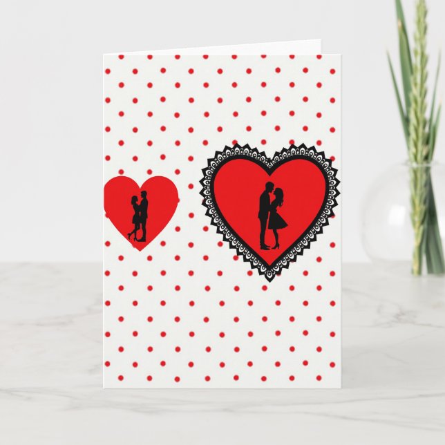Kissing Couple Love Heart Card (Front)