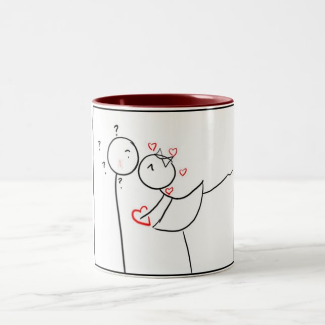 **KISSING COUPLE** **MUG*** Two-Tone COFFEE MUG (Center)