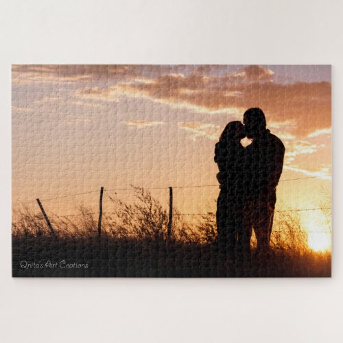 Kissing Couple Silhouette Jigsaw Puzzle