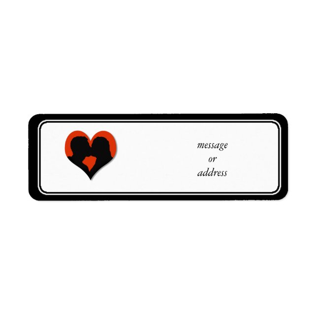 Kissing Couple Silhouette on Red Heart Label (Front)