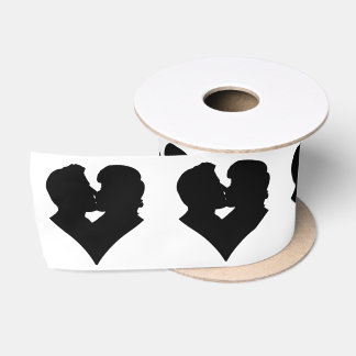 Kissing Couple Silhouette Valentine's Day  Satin Ribbon