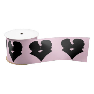Kissing Couple Silhouette Valentine's Day  Satin Ribbon