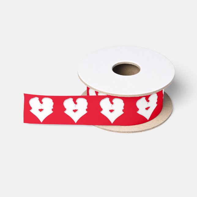 Kissing Couple Silhouette Valentine's Day  Satin Ribbon (Spool)