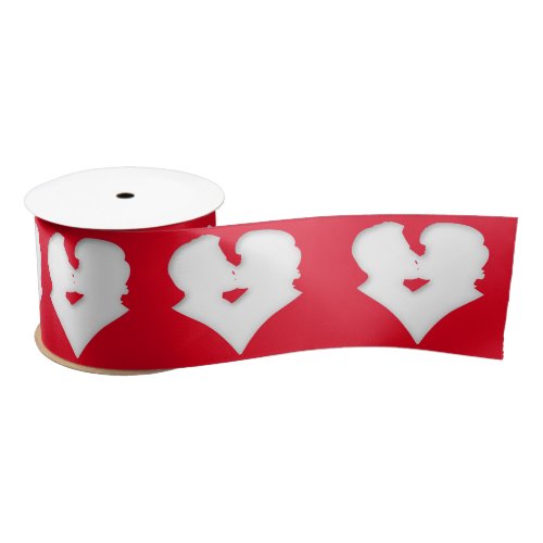 Kissing Couple Silhouette Valentines Day  Satin Ribbon