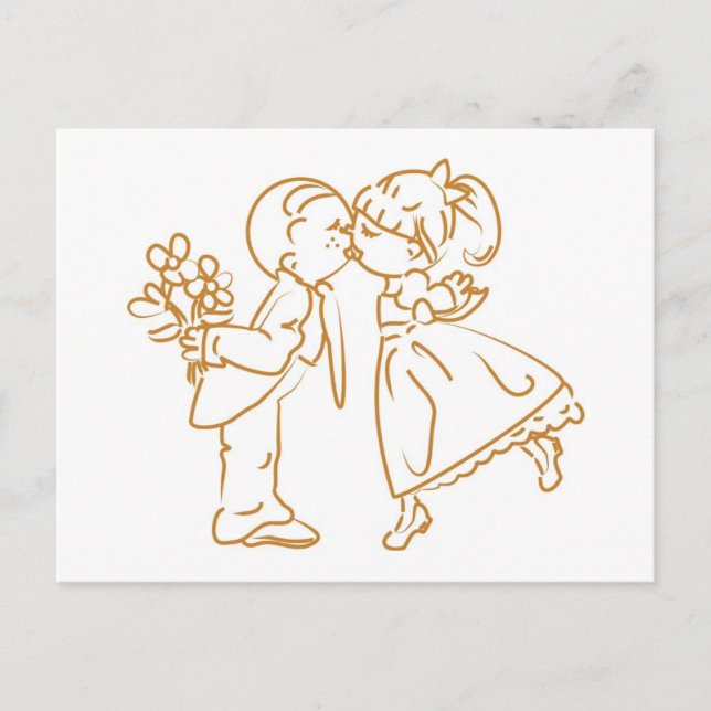 Kissing Couple Sketch Postcard (Front)