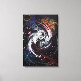 Kissing couple Yin Yang Love Surreal drawing art Canvas Print