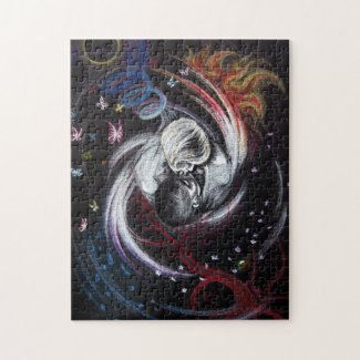 Kissing couple Yin Yang Love Surreal drawing art