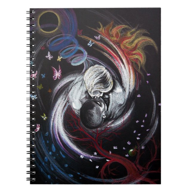 Kissing couple Yin Yang Love Surreal drawing art Notebook (Front)