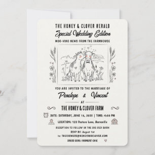 Kissing Cows Country Wedding Invitation