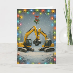 Kissing diggers Christmas card