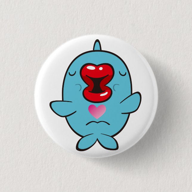 kissing dolphin pinback button (Front)