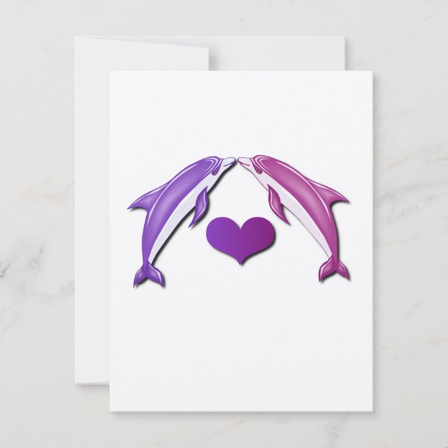 Kissing Dolphins Invitation (Front)