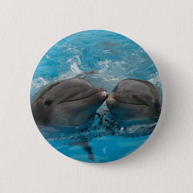 Kissing Dolphins Pinback Button (Front)